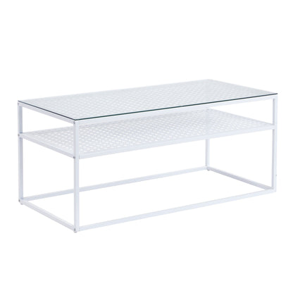 Salontafel Glas Rechthoekig 100 cm Wit, Moderne