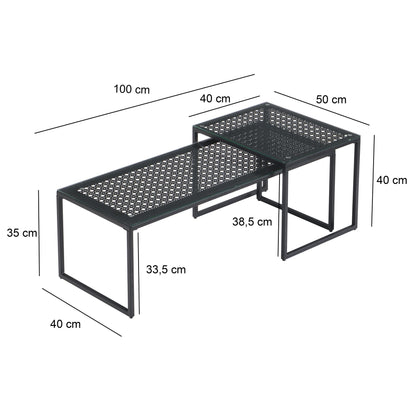 Bijzettafels Glas Metaal Set van 2 Moderne Salontafels
