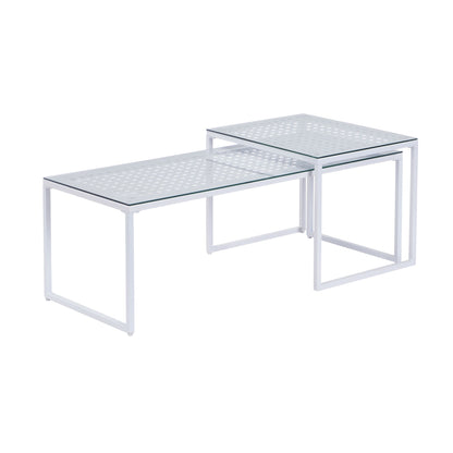 Bijzettafels Glas Metaal Set van 2 Moderne Salontafel