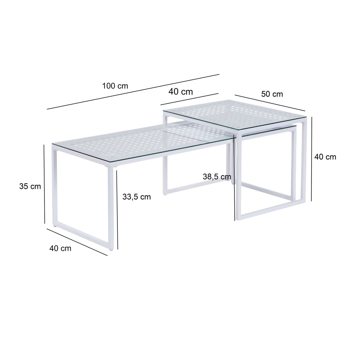 Bijzettafels Glas Metaal Set van 2 Moderne Salontafel