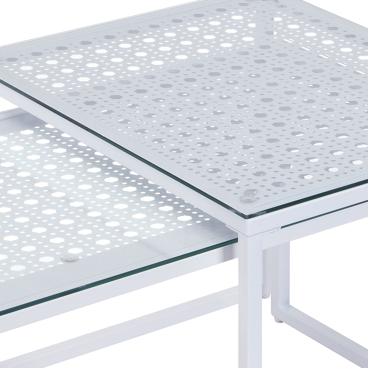 Bijzettafels Glas Metaal Set van 2 Moderne Salontafel