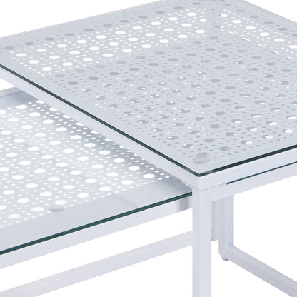 Bijzettafels Glas Metaal Set van 2 Moderne Salontafel