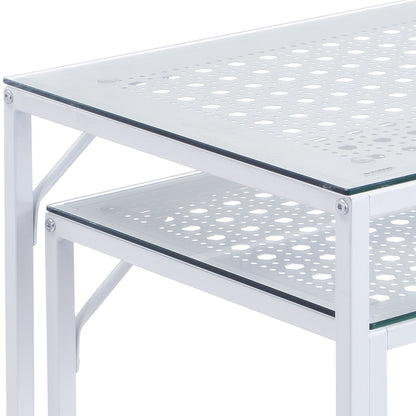Consoletafel Set van 2 Wit Metaal met Glazen Blad