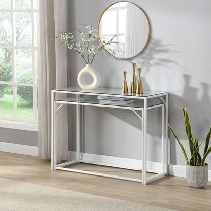 Consoletafel Set van 2 Wit Metaal met Glazen Blad