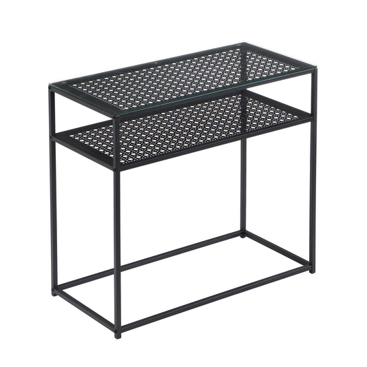 Consoletafel Glas Metaal 80x40x77 cm Haltafel Zwart