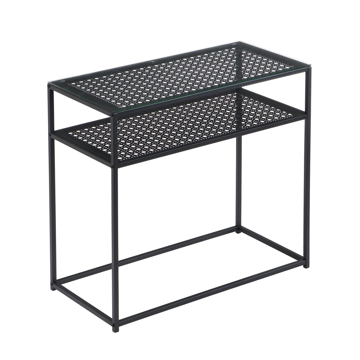 Consoletafel Glas Metaal 80x40x77 cm Haltafel Zwart