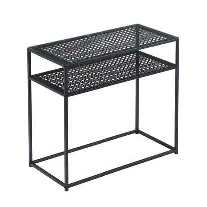 Consoletafel Glas Metaal 80x40x77 cm Haltafel Zwart