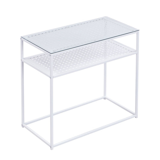 Consoletafel Glas Metaal 80x40x77 cm Haltafel Wit Smal