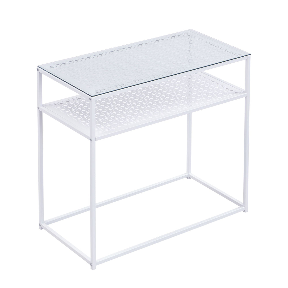 Consoletafel Glas Metaal 80x40x77 cm Haltafel Wit Smal