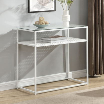 Consoletafel Glas Metaal 80x40x77 cm Haltafel Wit Smal
