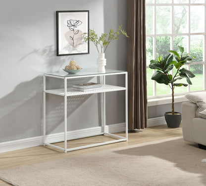 Consoletafel Glas Metaal 80x40x77 cm Haltafel Wit Smal