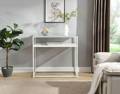 Consoletafel Glas Metaal 80x40x77 cm Haltafel Wit Smal