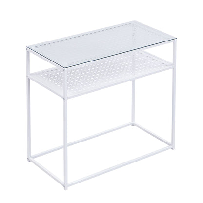 Consoletafel Glas Metaal 80x40x77 cm Haltafel Wit Smal,