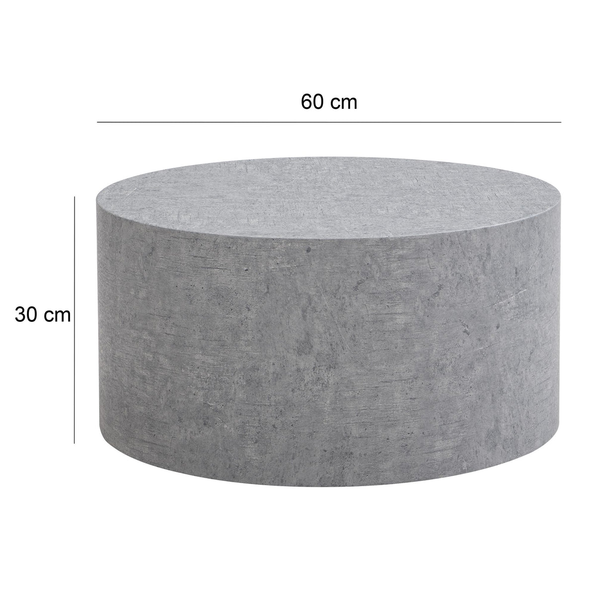 Salontafel MONOBLOC 60x60x30 cm in betonlook grijs