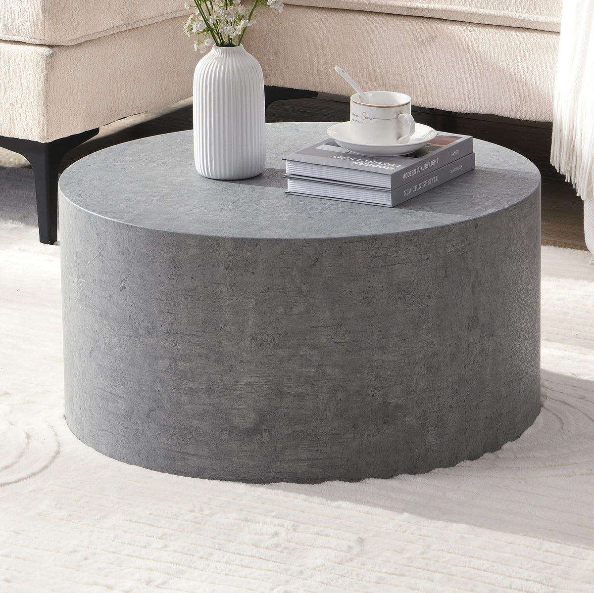 Salontafel MONOBLOC 60x60x30 cm in betonlook grijs
