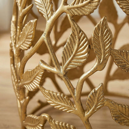 Bijzettafel 40cm Goud met wit marmeren tafelblad - Kleine ronde salontafel