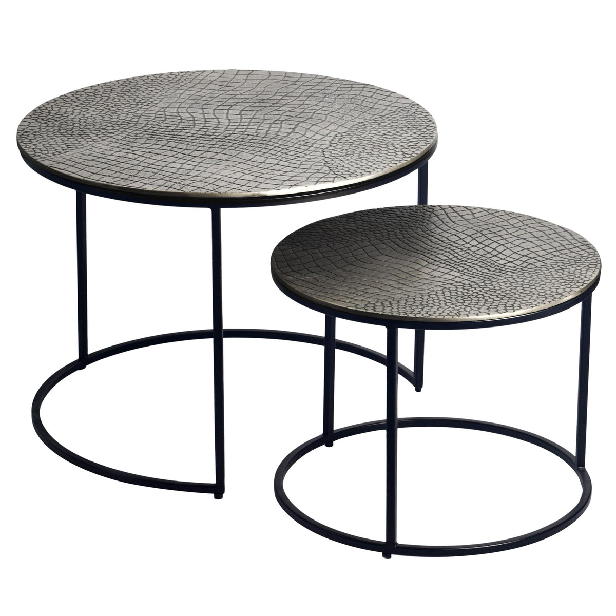 Salontafelset Metaal 2-delig rond zilver - Salontafel