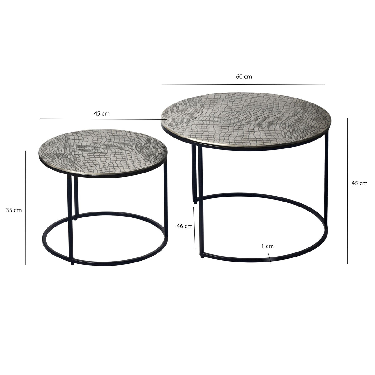 Salontafelset Metaal 2-delig rond zilver - Salontafel