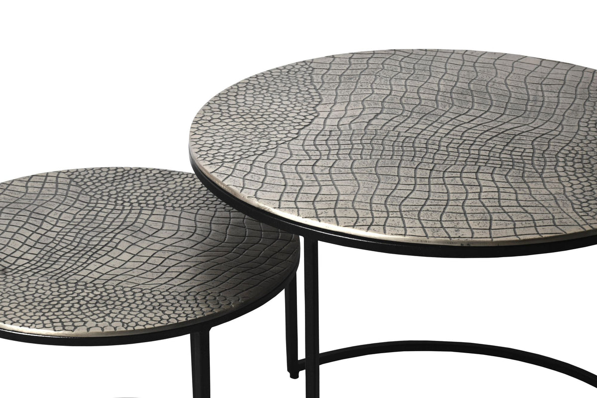 Salontafelset Metaal 2-delig rond zilver - Salontafel