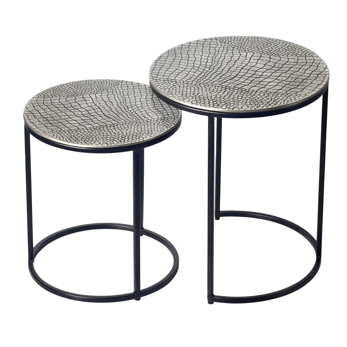 Salontafelset Metaal 2-delig rond zilver - Bijzettafel