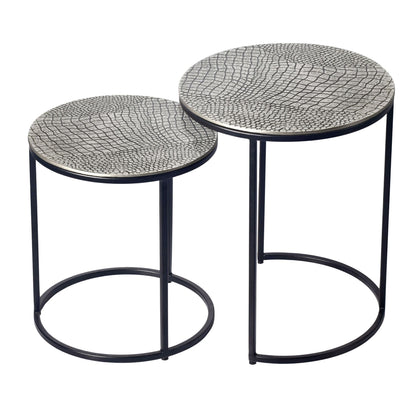 Salontafelset Metaal 2-delig rond zilver - Bijzettafel
