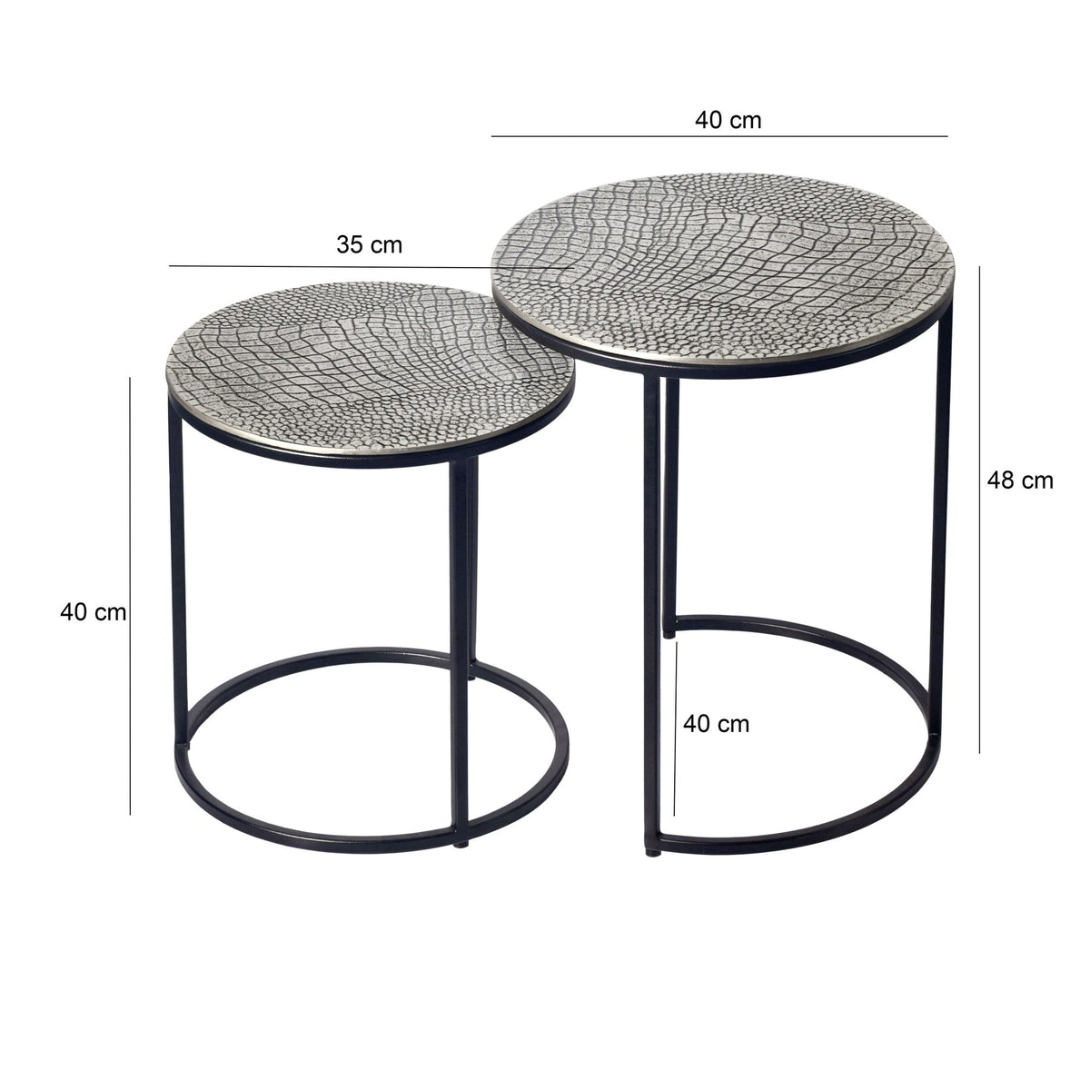 Salontafelset Metaal 2-delig rond zilver - Bijzettafel