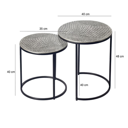 Salontafelset Metaal 2-delig rond zilver - Bijzettafel