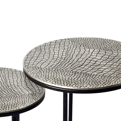 Salontafelset Metaal 2-delig rond zilver - Bijzettafel