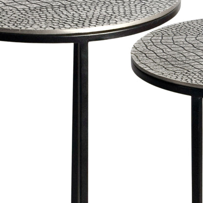 Salontafelset Metaal 2-delig rond zilver - Bijzettafel
