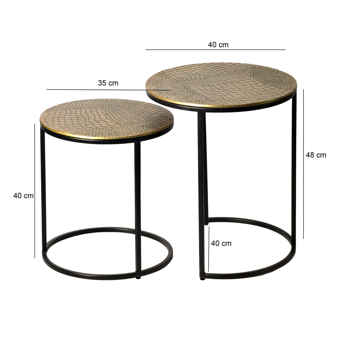 Bijzettafel Set Metaal 2-delig rond goud