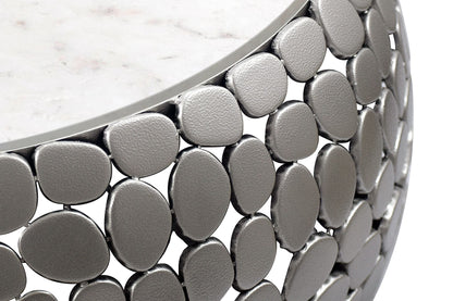Design Salontafel rond 66 cm van aluminium zilver en wit