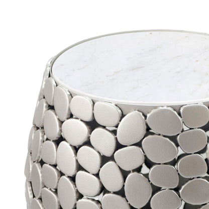 Design Bijzettafel rond 40cm van aluminium zilver & wit