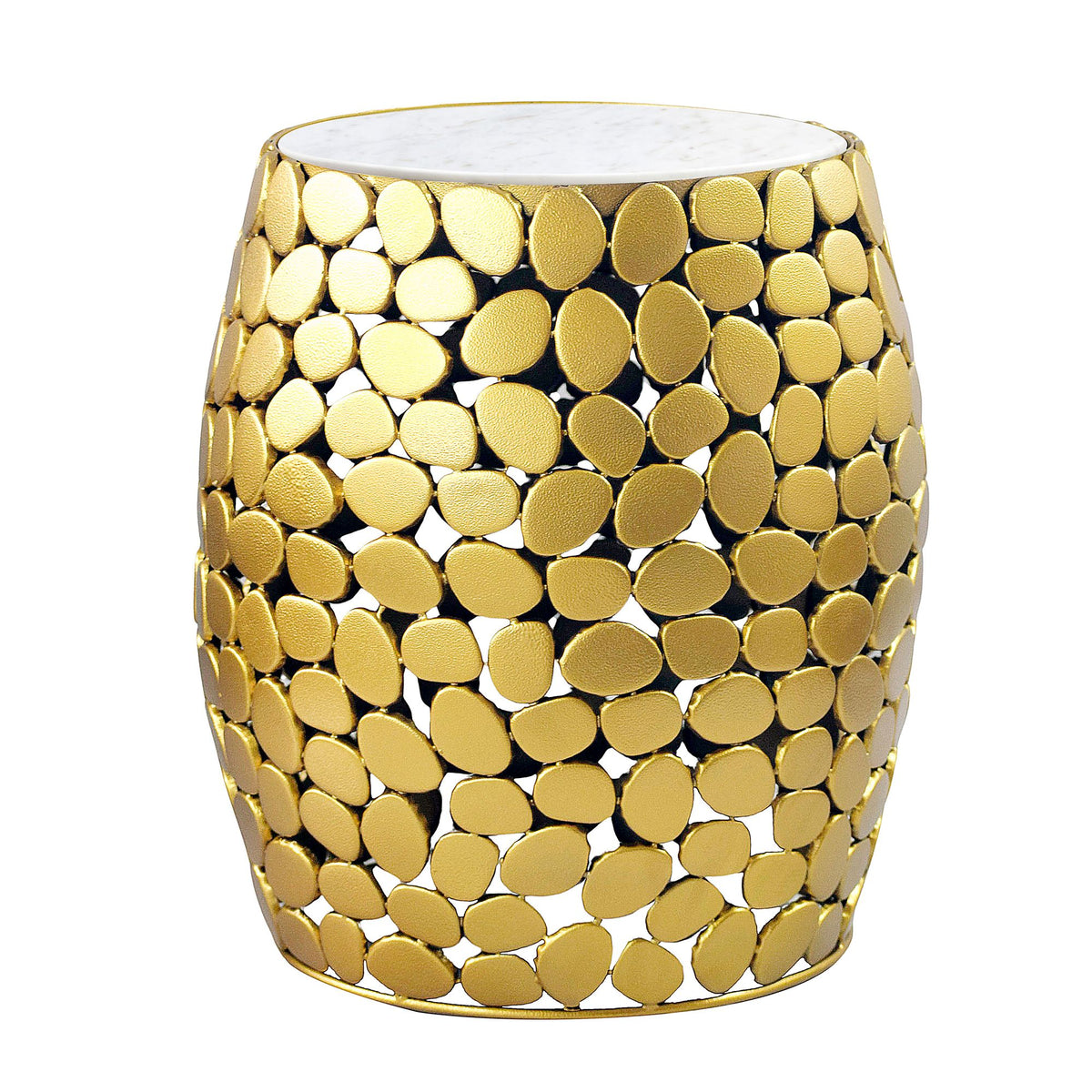Design Bijzettafel rond 40cm van Aluminium goud & wit