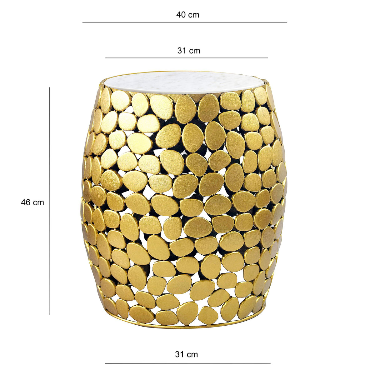 Design Bijzettafel rond 40cm van Aluminium goud & wit