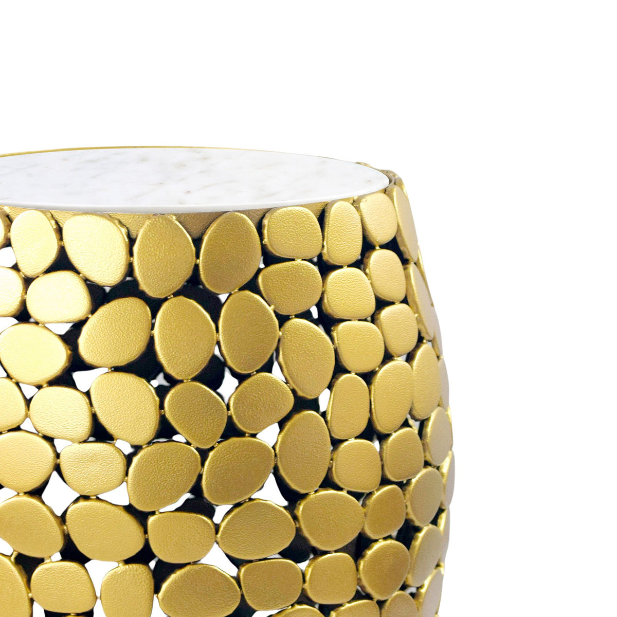 Design Bijzettafel rond 40cm van Aluminium goud & wit
