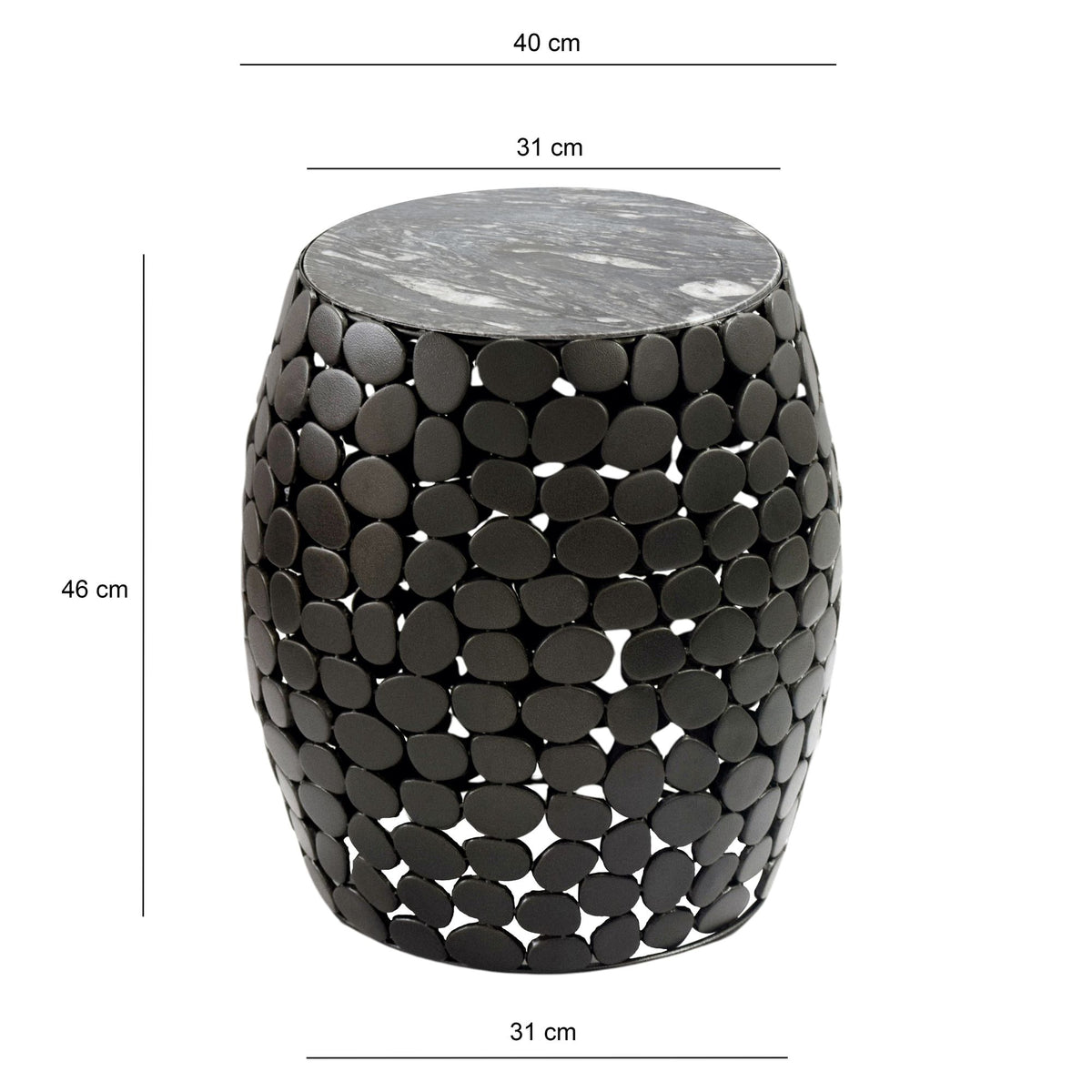 Design Bijzettafel rond 40cm van zwart aluminium &