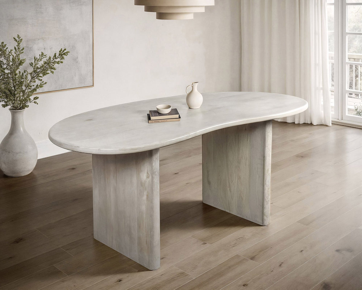 Eettafel 180x90x75 cm Mango Massief Hout Witte Eettafel