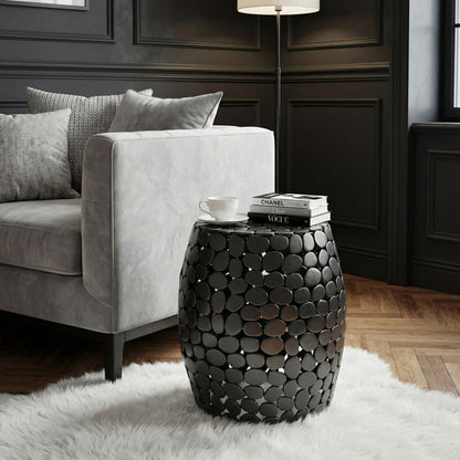 Design Bijzettafel rond 40cm van aluminium zwart –