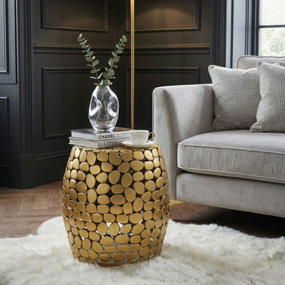 Design Bijzettafel rond 40cm van aluminium goud –