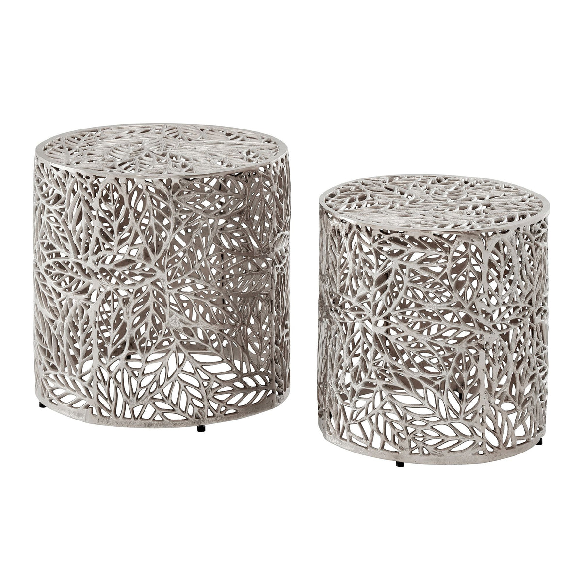 Bijzettafel Aluminium 2-delige set rond zilver