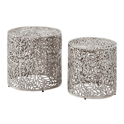 Bijzettafel Aluminium 2-delige set rond zilver