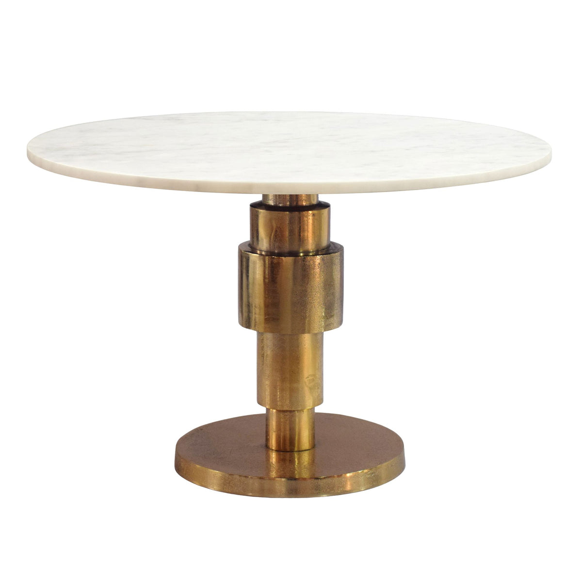Salontafel Goud 60cm met wit marmeren tafelblad - Rond