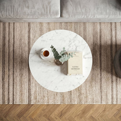 Salontafel Goud 60cm met wit marmeren tafelblad - Rond