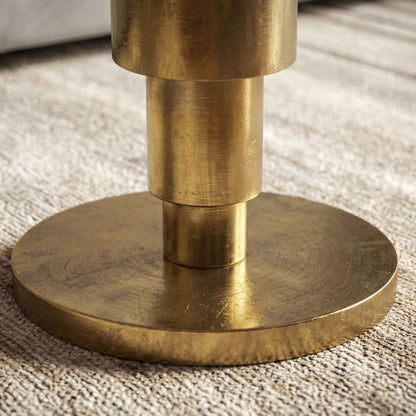 Salontafel Goud 60cm met wit marmeren tafelblad - Ronde
