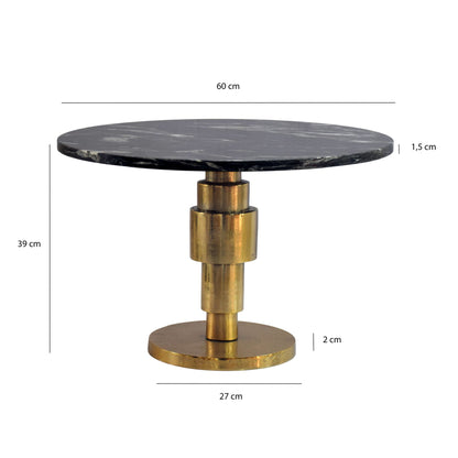 Salontafel Goud 60cm met zwart marmeren tafelblad