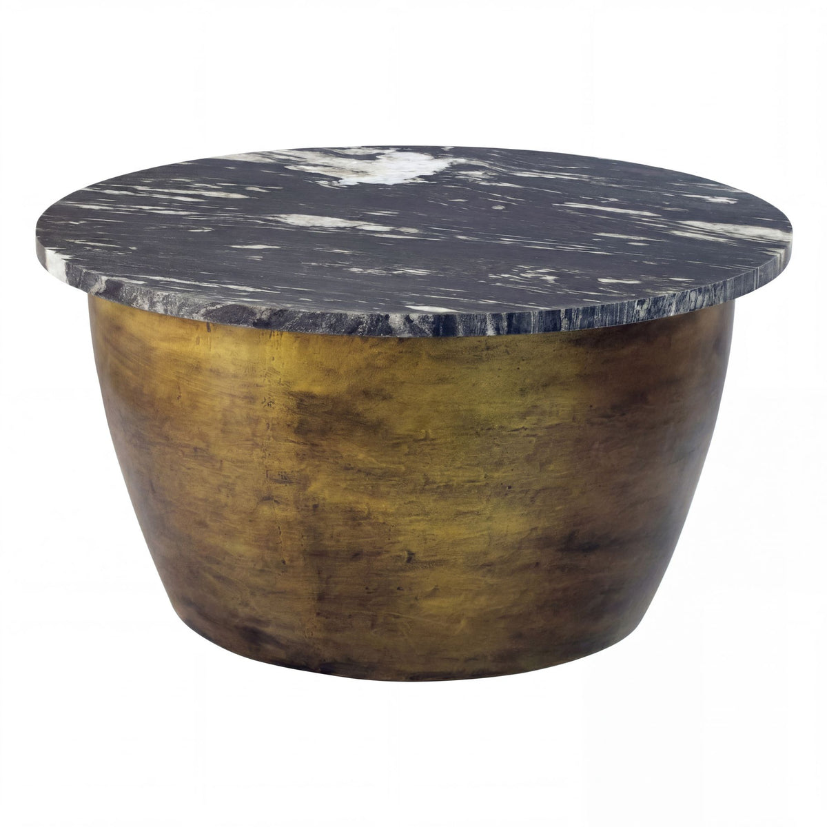 Salontafel Metaal met zwart Marmer Tafelblad 60cm rond