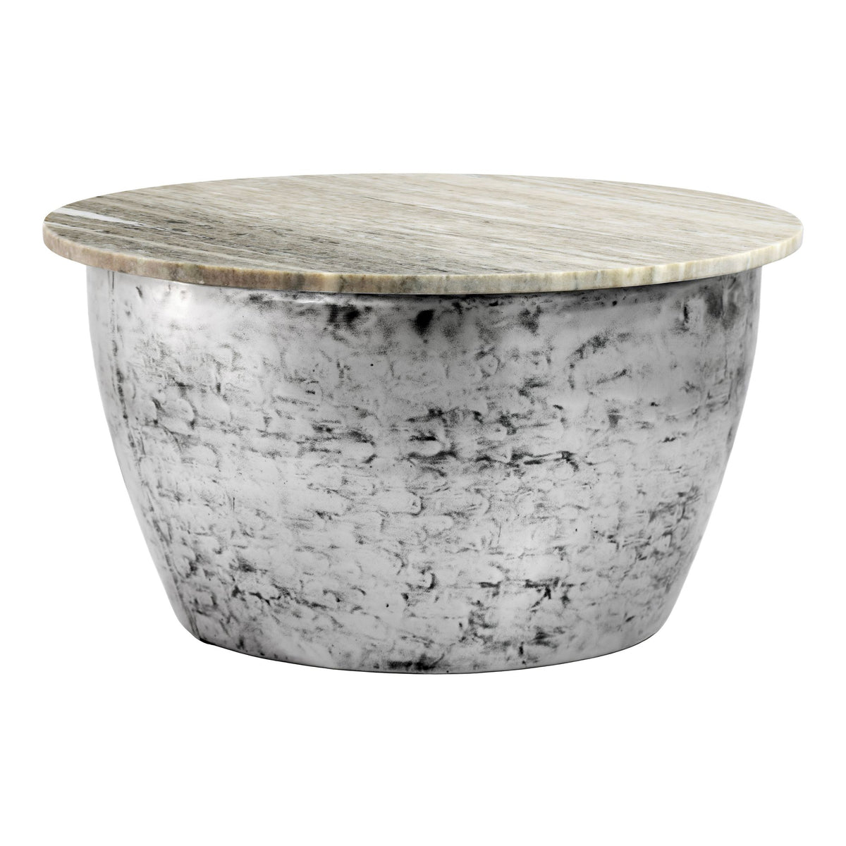 Salontafel Metaal met wit Marmer Tafelblad 60cm rond