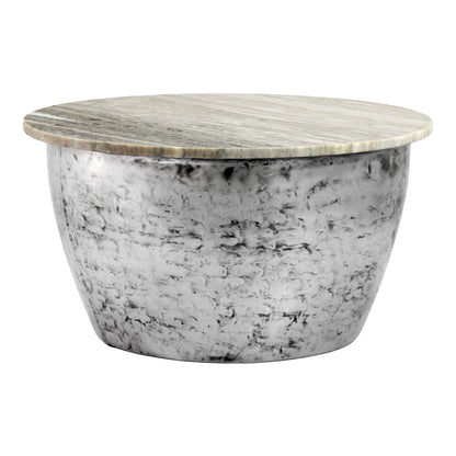 Salontafel Metaal met wit Marmer Tafelblad 60cm rond