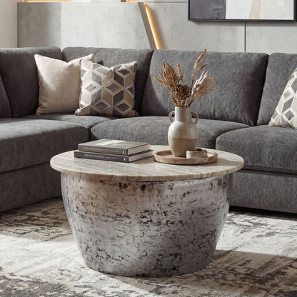 Salontafel Metaal met wit Marmer Tafelblad 60cm rond