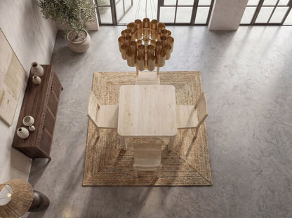 Eettafel Massief Hout Mango 80x80 cm White Wash - Vierkante Eetkamertafel Hout